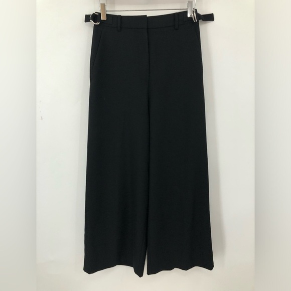 Alexander Wang 6 wide leg Cropped Pant in Black adjustable waist silver 0706 - Picture 1 of 11